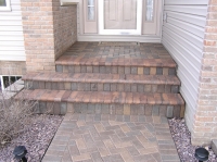 Front steps and herringbone walkway